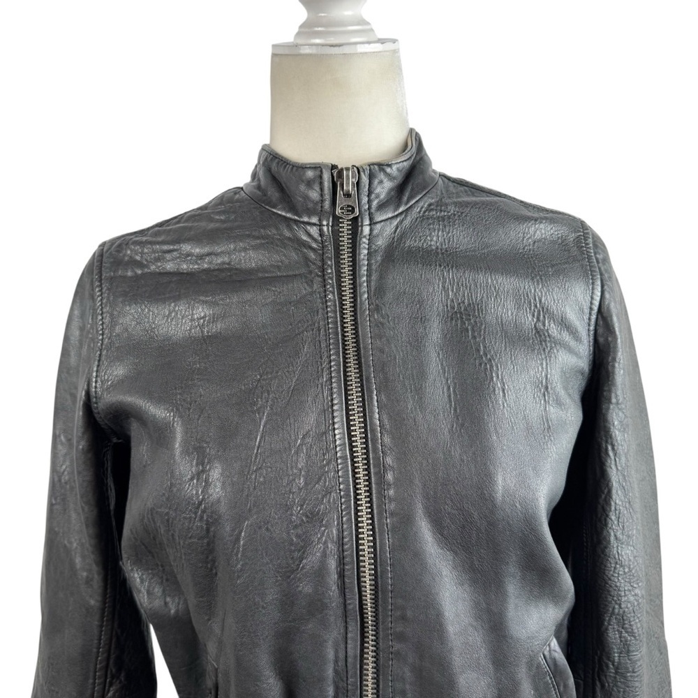 Lucky Brand Ana 100% Lamb Leather Jacket Moto Full Zip Womens Size XS Bomber - Picture 7 of 16